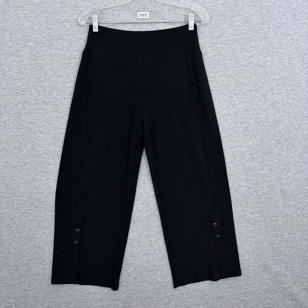 Sympli Womens Size 8 Black Jersey Pull On High Waist Wide Straight Crop Pants